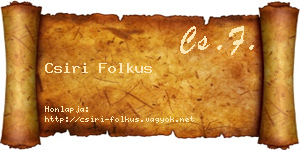 Csiri Folkus névjegykártya